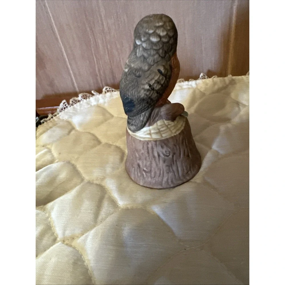 Vintage Enesco Horned Owl Porcelain Bell 1979 4